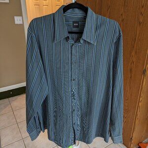 BOSS by Hugo Boss XL blue and grey striped men’s long sleeve button down